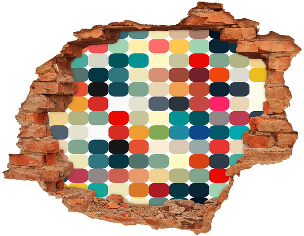 Adesivo effetto buco nel muro Mosaico colorato attraverso un buco nel muro