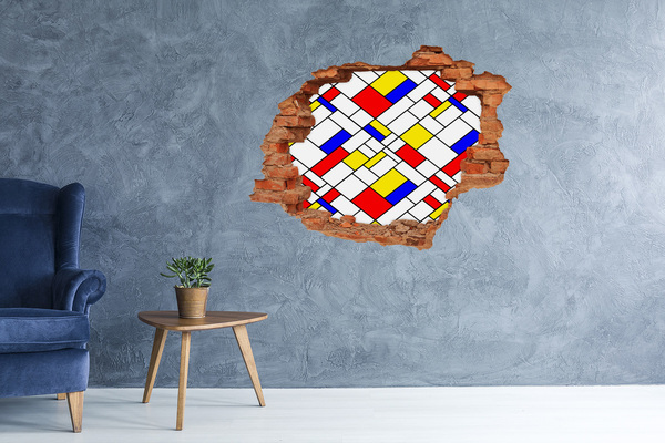 Adesivo con buco sbrecciato Motivo astratto nello stile di Mondrian