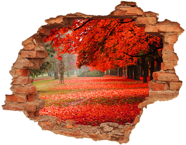 Adesivo effetto buco nel muro Autunno al parco