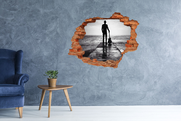 Adesivo con buco sbrecciato Musicista sul molo