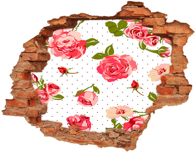 Adesivo con buco sbrecciato Muro di fiori dietro il buco