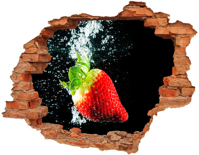 Adesivo murale buco 3D Fragola in acqua