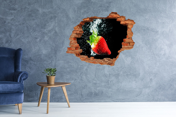Adesivo murale buco 3D Fragola in acqua