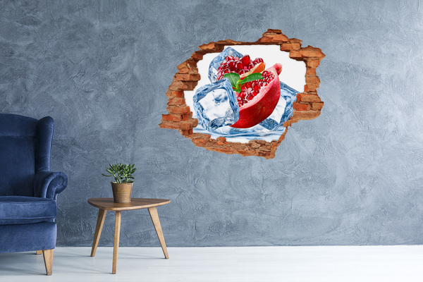 Adesivo murale buco 3D Buco succoso del frutto del melograno