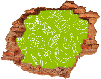 Adesivo murale buco 3D Un paradiso di frutta in un buco nel muro