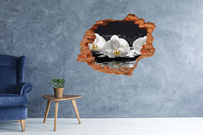 Adesivo con buco sbrecciato Fiore di orchidea sull'acqua