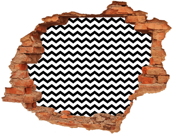Adesivo effetto buco nel muro Zigzag bianchi e neri in un buco nel muro