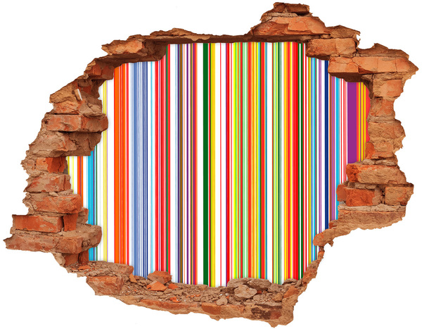 Adesivo murale buco 3D Strisce colorate che spuntano da un buco nel muro
