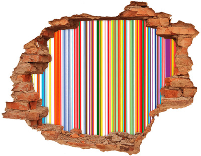 Adesivo murale buco 3D Strisce colorate che spuntano da un buco nel muro