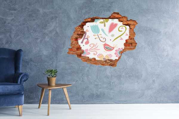 Adesivo murale buco 3D Il mondo colorato dietro il buco