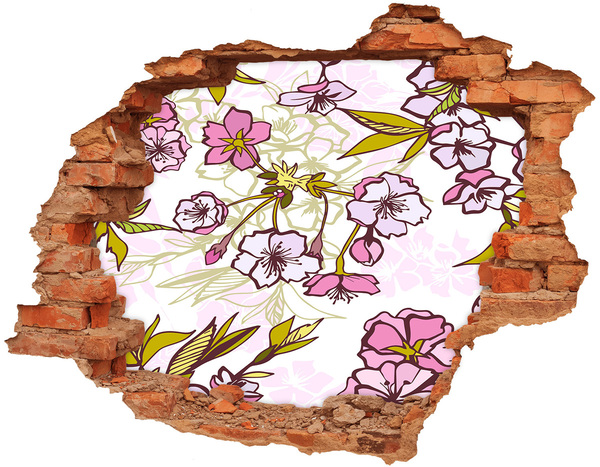 Adesivo murale buco 3D Un paradiso di fiori dietro il muro