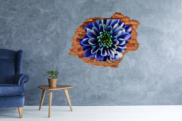 Adesivo murale buco 3D Un fiore dalle sfumature blu