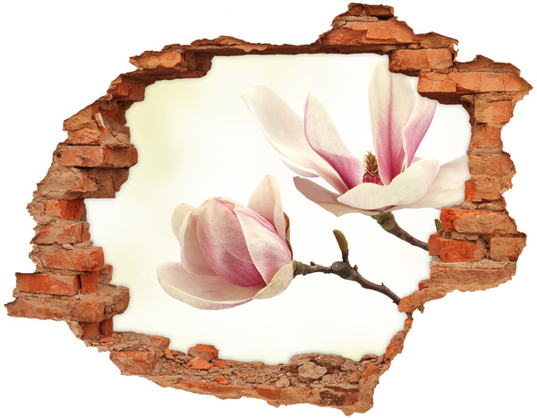 Adesivo murale buco 3D Fiore di magnolia nel cemento