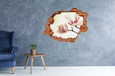 Adesivo murale buco 3D Fiore di magnolia nel cemento