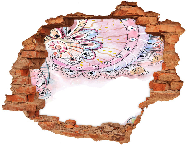 Adesivo murale buco 3D Motivo colorato su sfondo di cemento