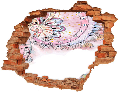 Adesivo murale buco 3D Motivo colorato su sfondo di cemento