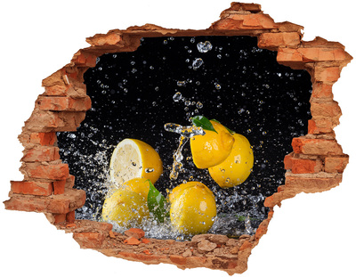Adesivo effetto buco nel muro Esplosione di limone in acqua