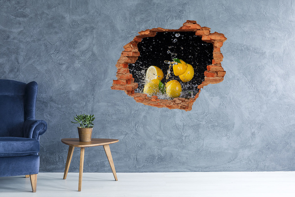 Adesivo effetto buco nel muro Esplosione di limone in acqua