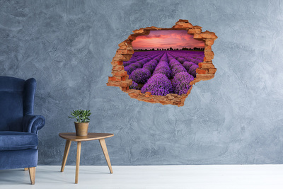 Adesivo murale buco 3D Campi di lavanda al tramonto
