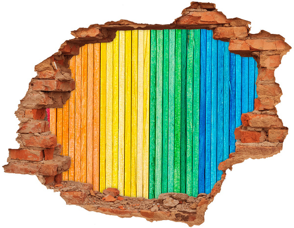 Adesivo effetto buco nel muro Tavole colorate in un buco nel muro