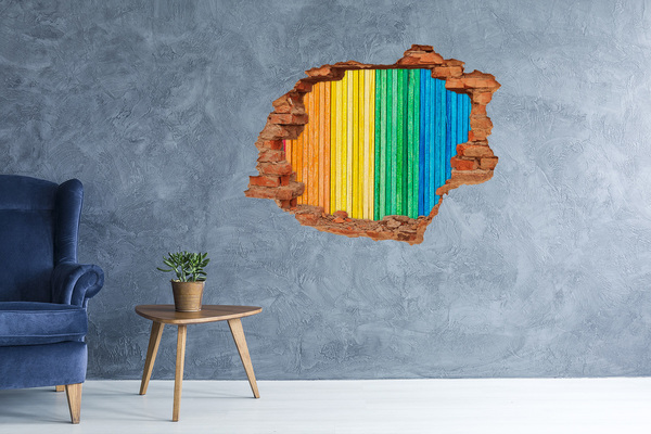 Adesivo effetto buco nel muro Tavole colorate in un buco nel muro