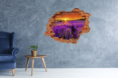 Adesivo murale buco 3D Campo di lavanda al tramonto
