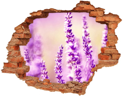 Adesivo effetto buco nel muro Fiori di lavanda in un muro in rovina