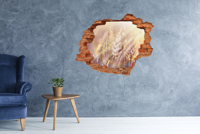 Adesivo effetto buco nel muro Prato fiorito dietro il muro