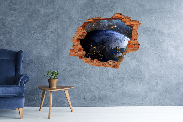 Adesivo murale buco 3D Visione cosmica della Terra