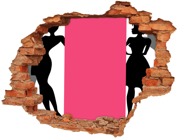 Adesivo con buco sbrecciato Una figura elegante in un buco nel muro