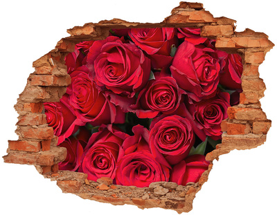 Adesivo murale buco 3D Un mazzo di rose rosse in un buco nel muro