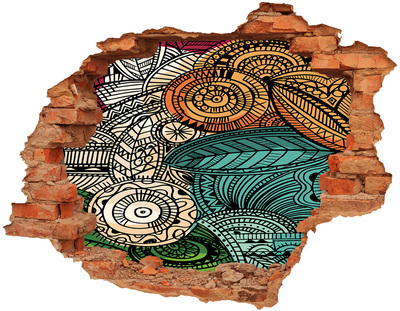 Adesivo murale buco 3D Motivi colorati su sfondo di pietra