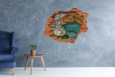 Adesivo murale buco 3D Motivi colorati su sfondo di pietra