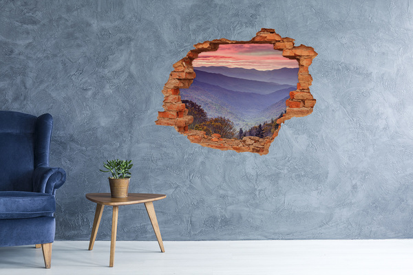 Adesivo murale buco 3D Paesaggio montano all'alba