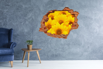 Adesivo con buco sbrecciato Girasoli in un buco nel muro