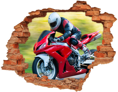 Adesivo murale buco 3D Motocicletta in azione
