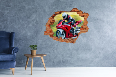 Adesivo murale buco 3D Motocicletta in azione
