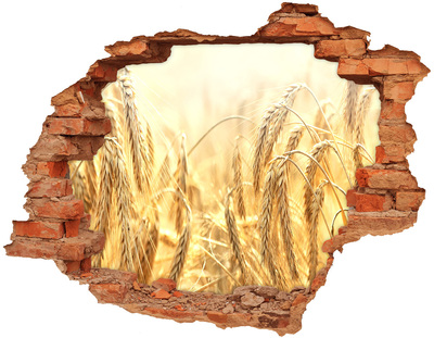 Adesivo effetto buco nel muro Campi di grano dorati