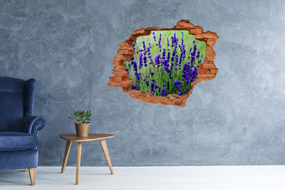 Adesivo effetto buco nel muro Prato fiorito di lavanda