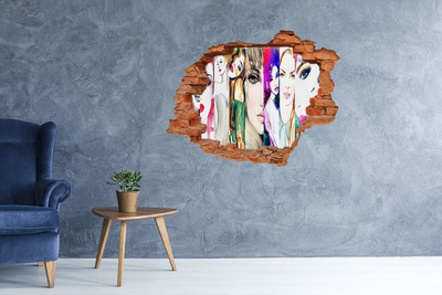 Adesivo effetto buco nel muro Ritratti femminili in un buco nel muro