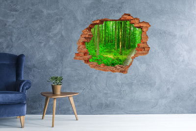 Adesivo murale buco 3D Foresta verde in un buco nel muro
