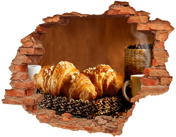 Adesivo effetto buco nel muro Deliziosi croissant in un posticino nascosto.