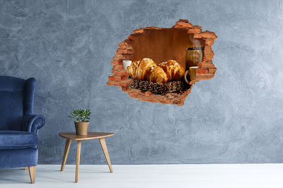 Adesivo effetto buco nel muro Deliziosi croissant in un posticino nascosto.