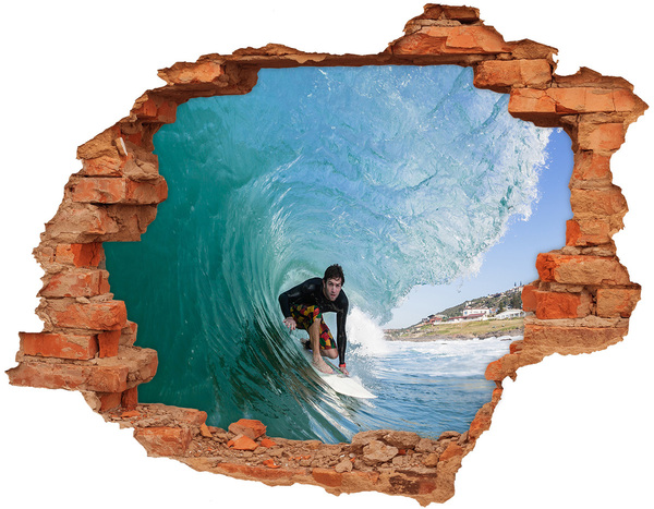 Adesivo murale buco 3D Surf nell'oceano