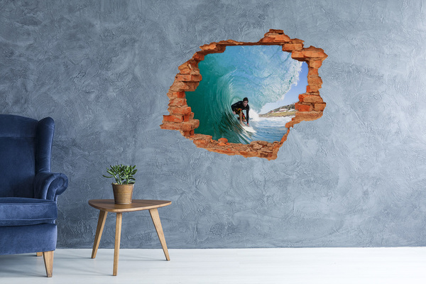 Adesivo murale buco 3D Surf nell'oceano