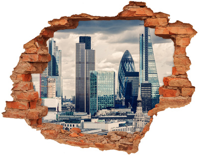 Adesivo con buco sbrecciato Veduta della città moderna