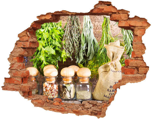 Adesivo effetto buco nel muro Angolo delle erbe aromatiche in cucina