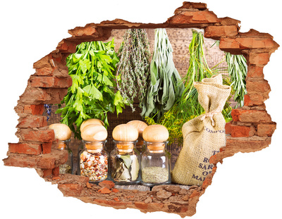 Adesivo effetto buco nel muro Angolo delle erbe aromatiche in cucina