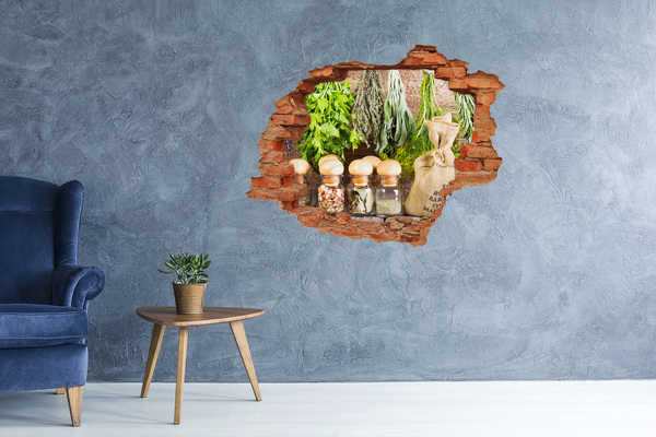 Adesivo effetto buco nel muro Angolo delle erbe aromatiche in cucina