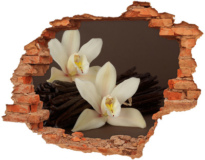 Adesivo effetto buco nel muro Fiori di orchidea in un muro danneggiato
